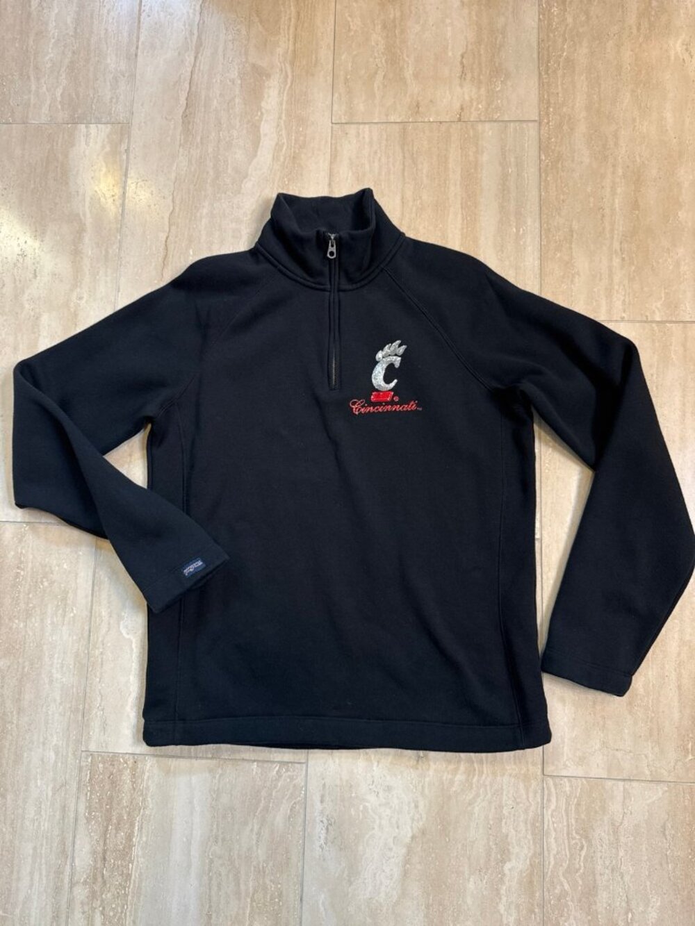UC University of Cincinnati Jansport Quarter-Zip Sweatshirt, sequins, sz XXL